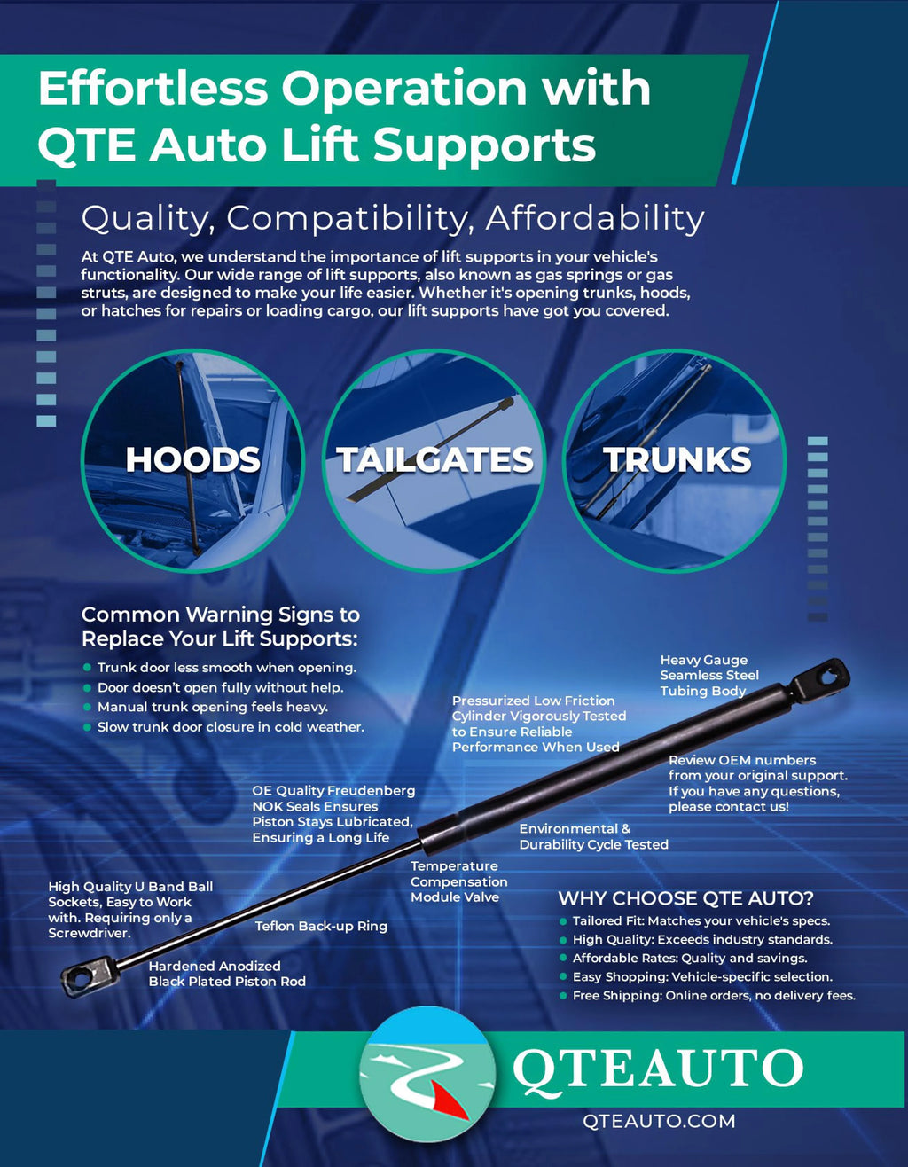 Pair of 2 Rear Tailgate Lift Support For 1981-1989 Plymouth Reliant Wagon 4 Door J21899
