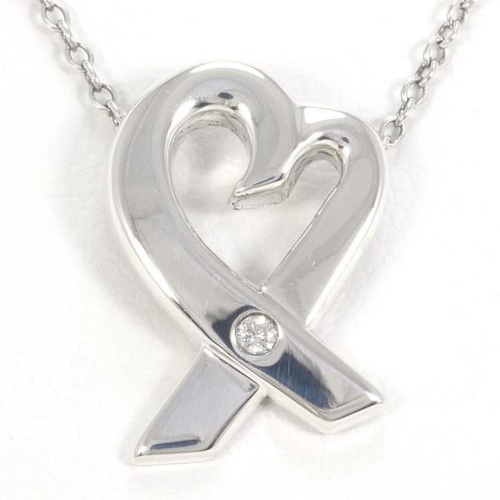 Loving Heart Silver Necklace Diamond 2.7g 43cm Jewelry O93373