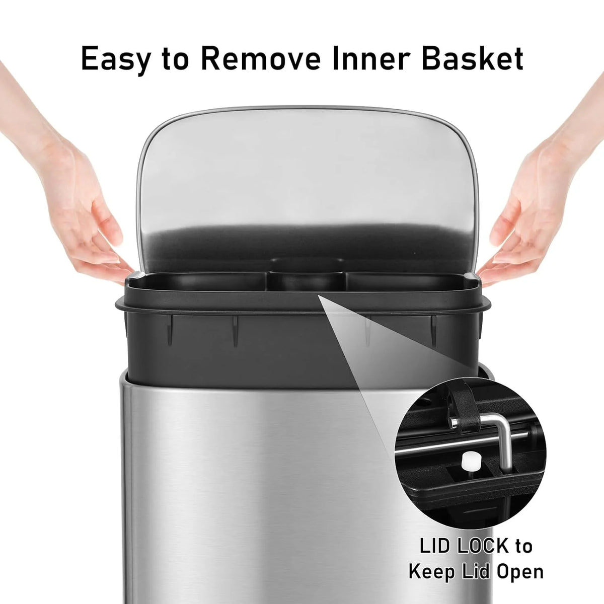 Stainless Steel Step Trash Can Combo Set, 13.2 Gallon & 1.3 Gallon V53283
