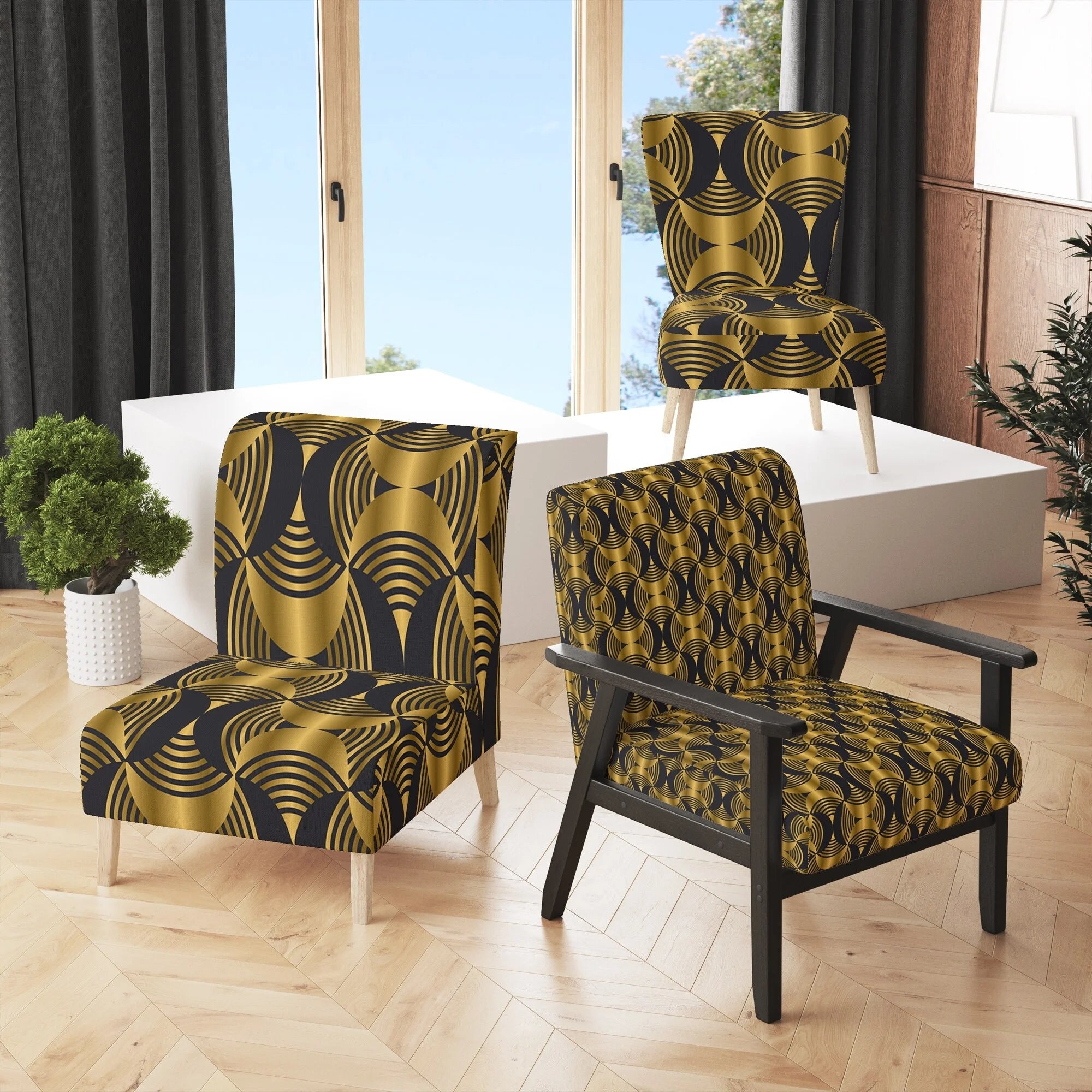 Upholstered Mid-Century Accent Chair Y281