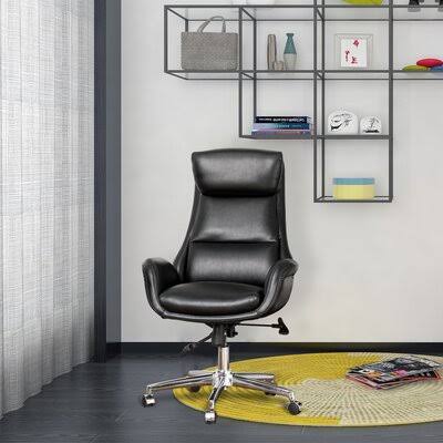 Black Leatherette Adjustable Swivel High Back Office Chair A726602