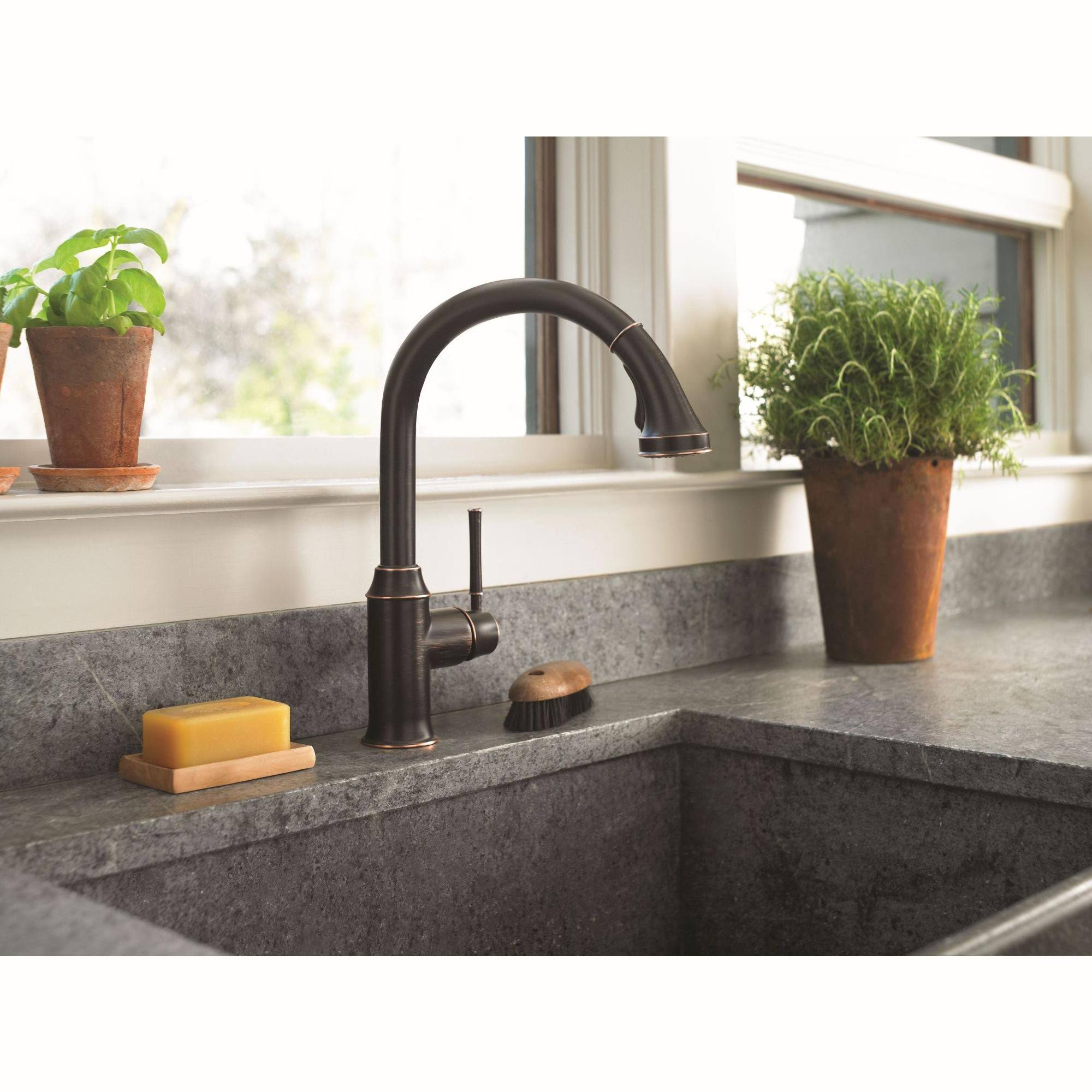 Rubbed Bronze HighArc Pull-Down Kitchen Faucet N69972