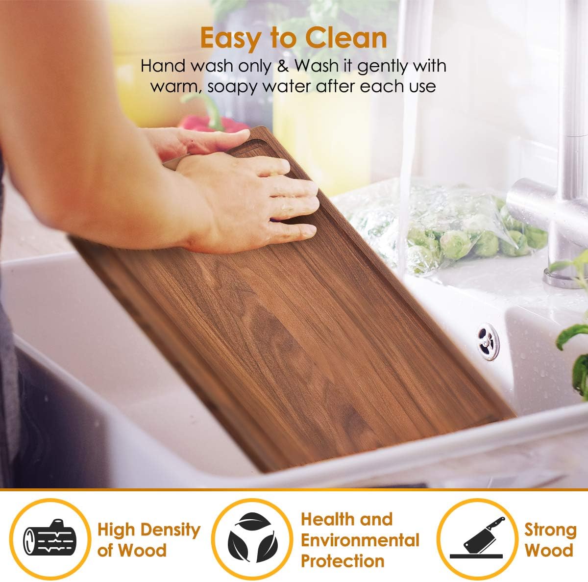 Walnut Wood Cutting Board with Juice Groove, Pack of 2 A944933