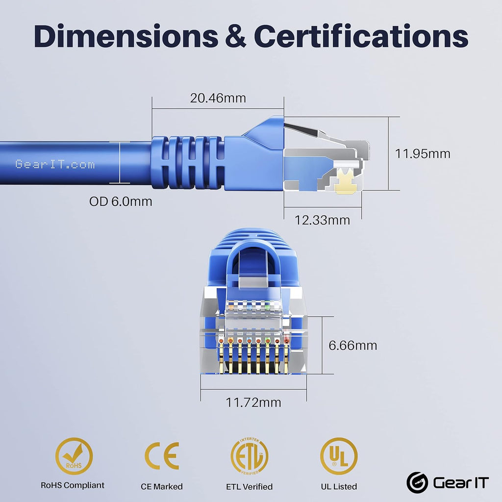 Cat6 Ethernet Cable 1 ft (50-Pack) Blue F546