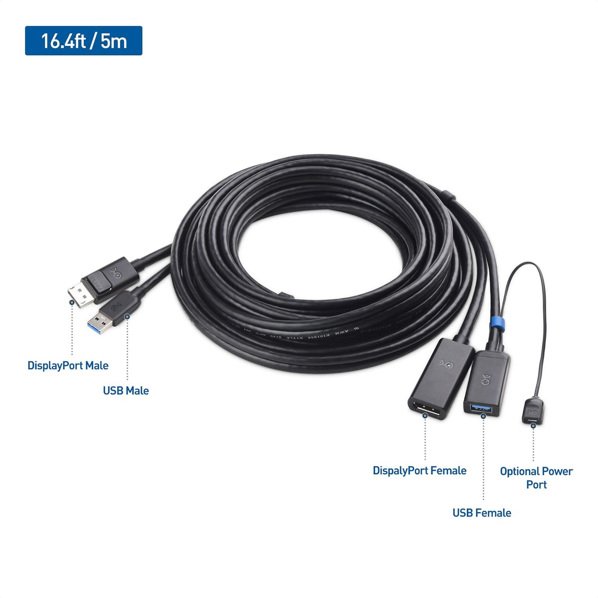 2-in-1 VR Extension Cable in Black – 5m / 16.4 Feet S203179