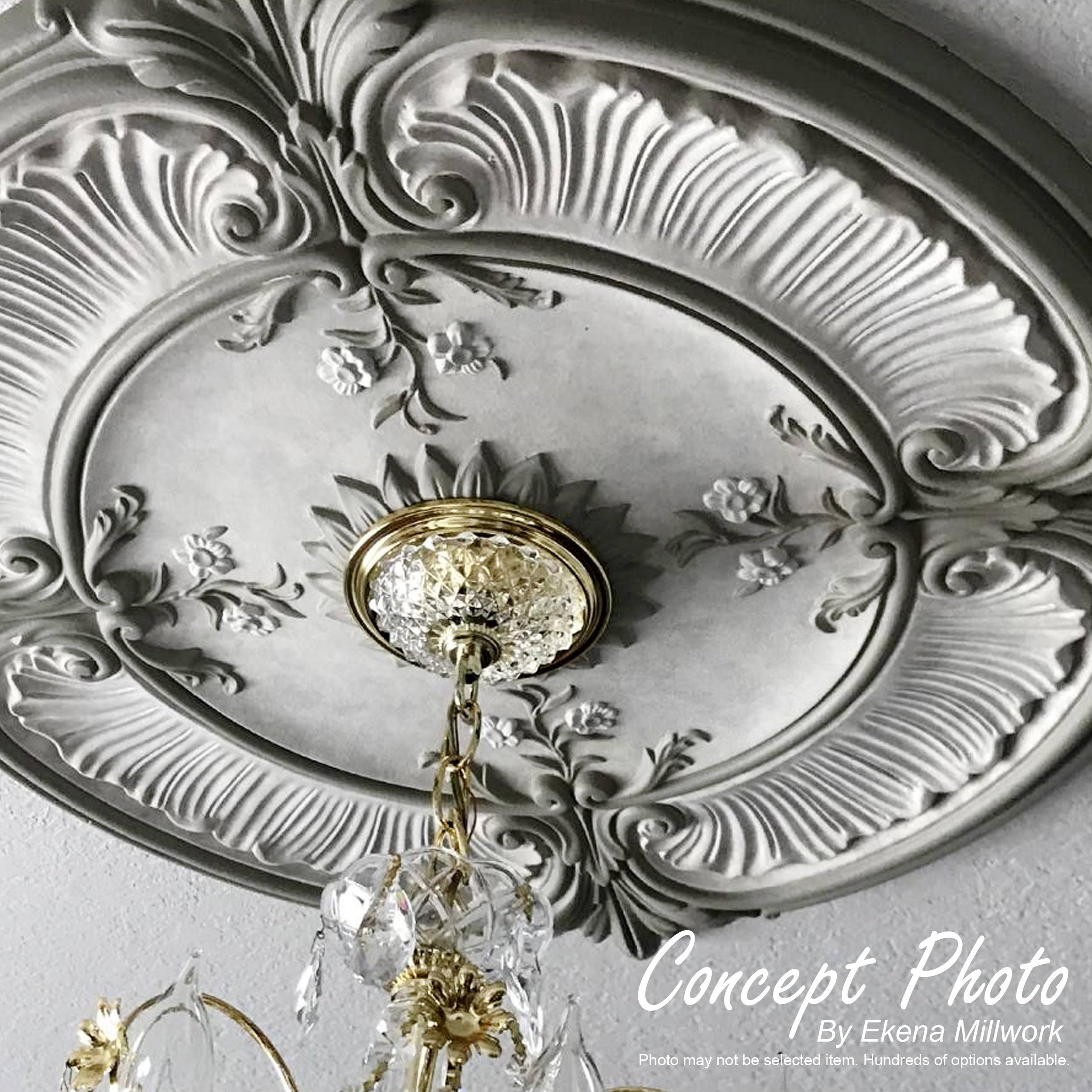 Bordeaux Ceiling Medallion, Hand-Painted Pewter, Gray X130