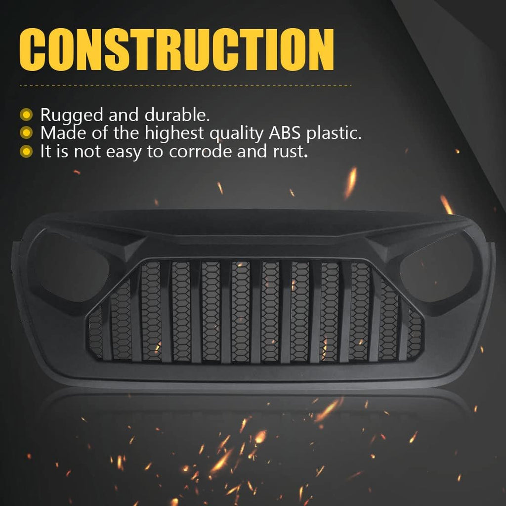 Glossy Black ABS Front Cover Grill for Jeep Wrangler JL JLU S512