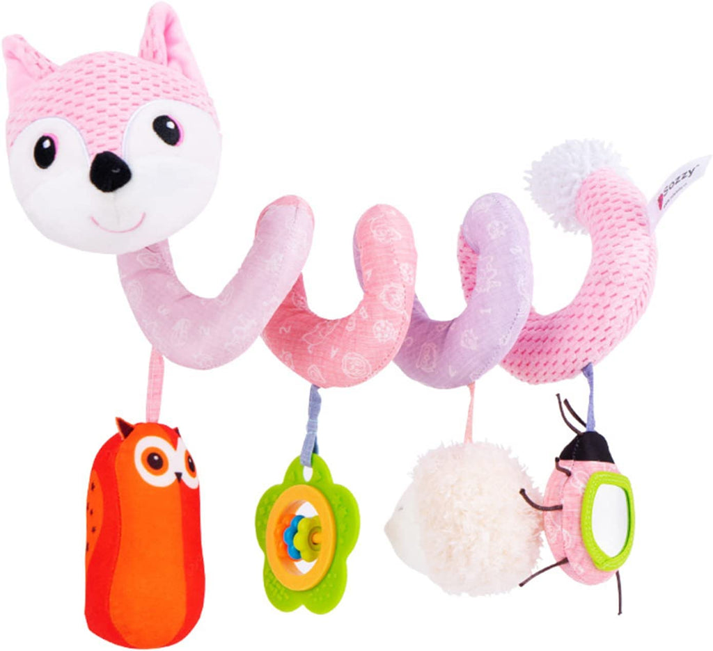 Pink Plush Activity Hanging Spiral Pram Crib Toys with Music Box C19859
