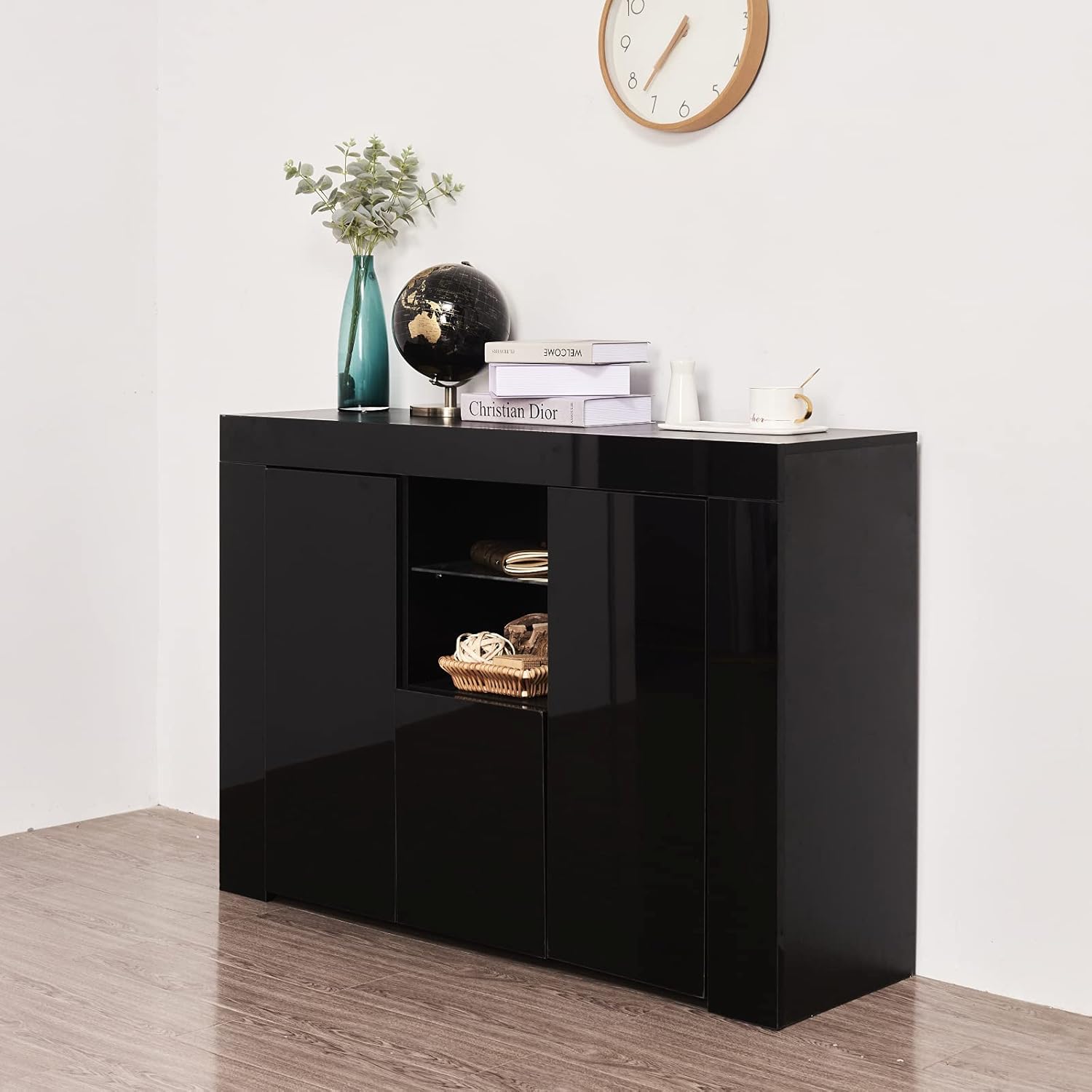 Black Sideboard Storage Cabinet with Drawer and 2 Doors W226747