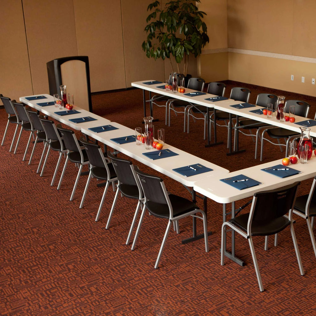White Granite 8 Foot Seminar Table, Set of 5 W723