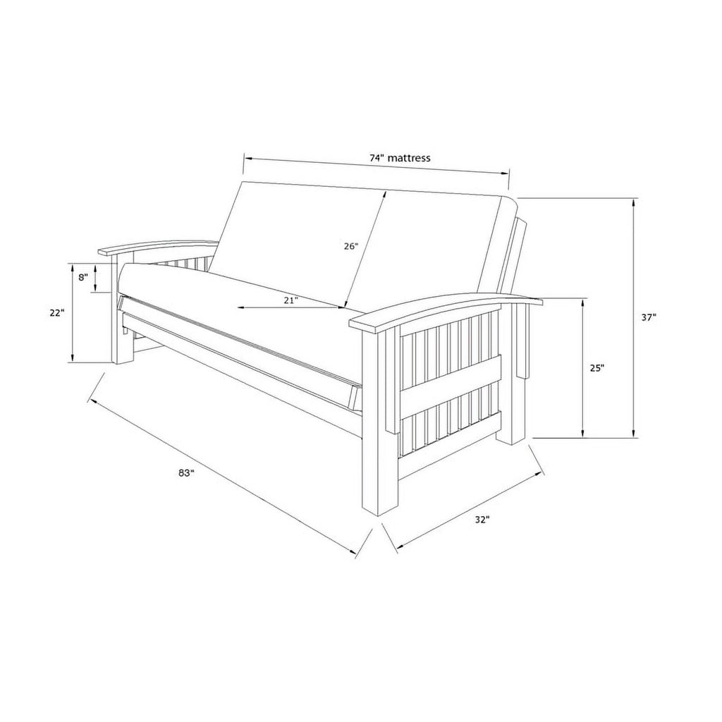 Rustic Walnut Futon with Linen Stone Gray Mattress R762010