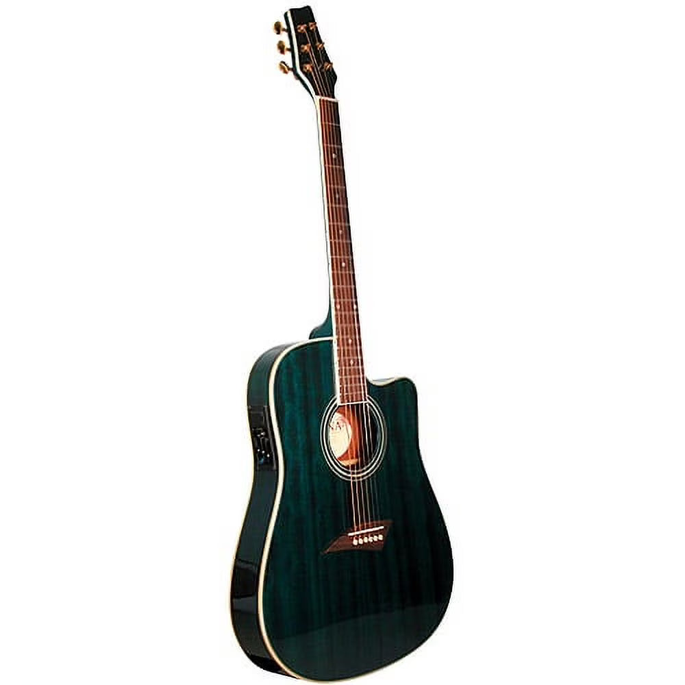 Transparent Blue Finish Acoustic Electric Guitar N7493