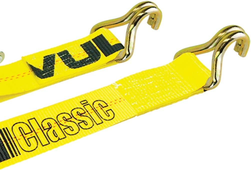2 Inch x 15 Foot Ratchet Straps with Wire J Hooks, 4 Pack, Yellow H2647
