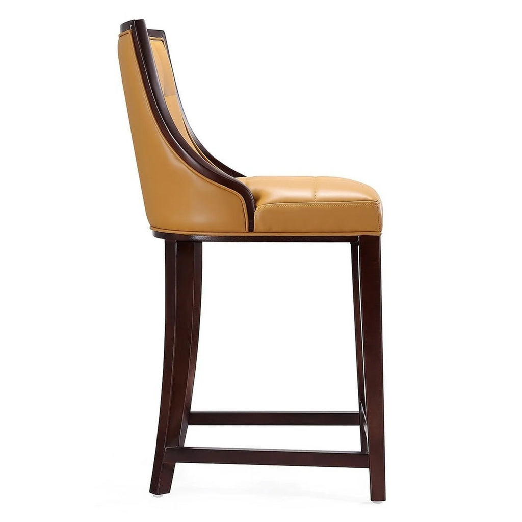 Camel and Dark Walnut Beech Wood Counter Height Bar Stool (Set of 2) B270