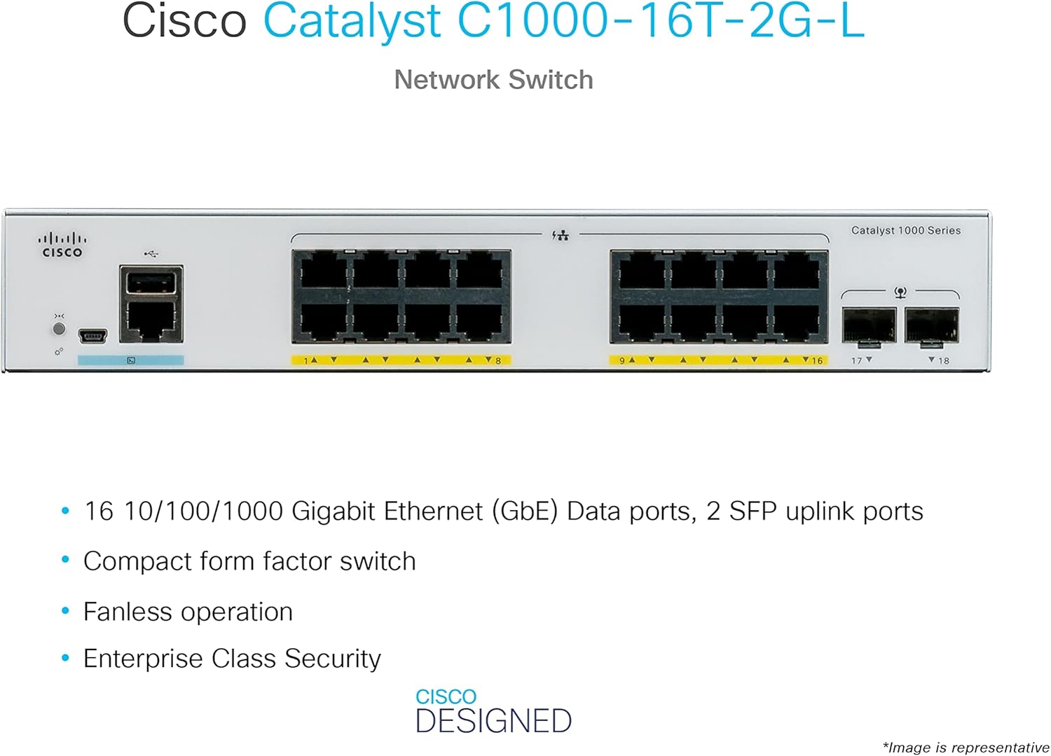 16 Port Gigabit Ethernet Network Switch with 2 1G SFP Uplink Ports W8890