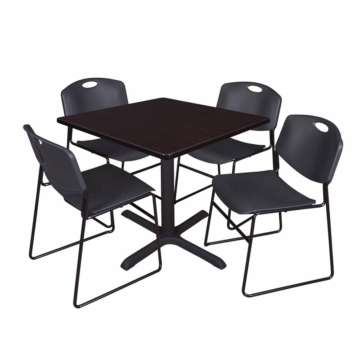 36x22 Square Breakroom Table with 4 Stack Chairs M2416