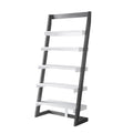 Distressed Grey 5-Shelf Leaning Bookcase H5514