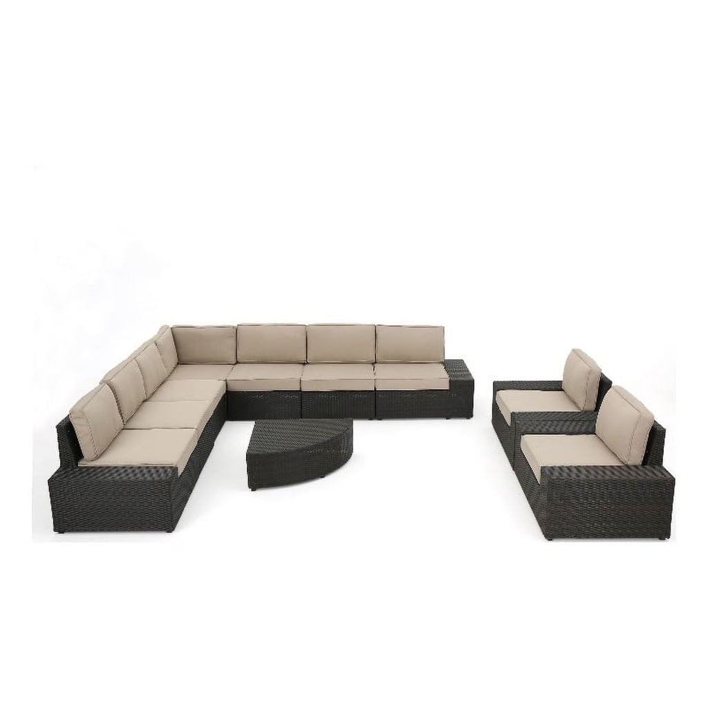 Outdoor 9 Seater Sectional Sofa and Club Chair Chat Set L566