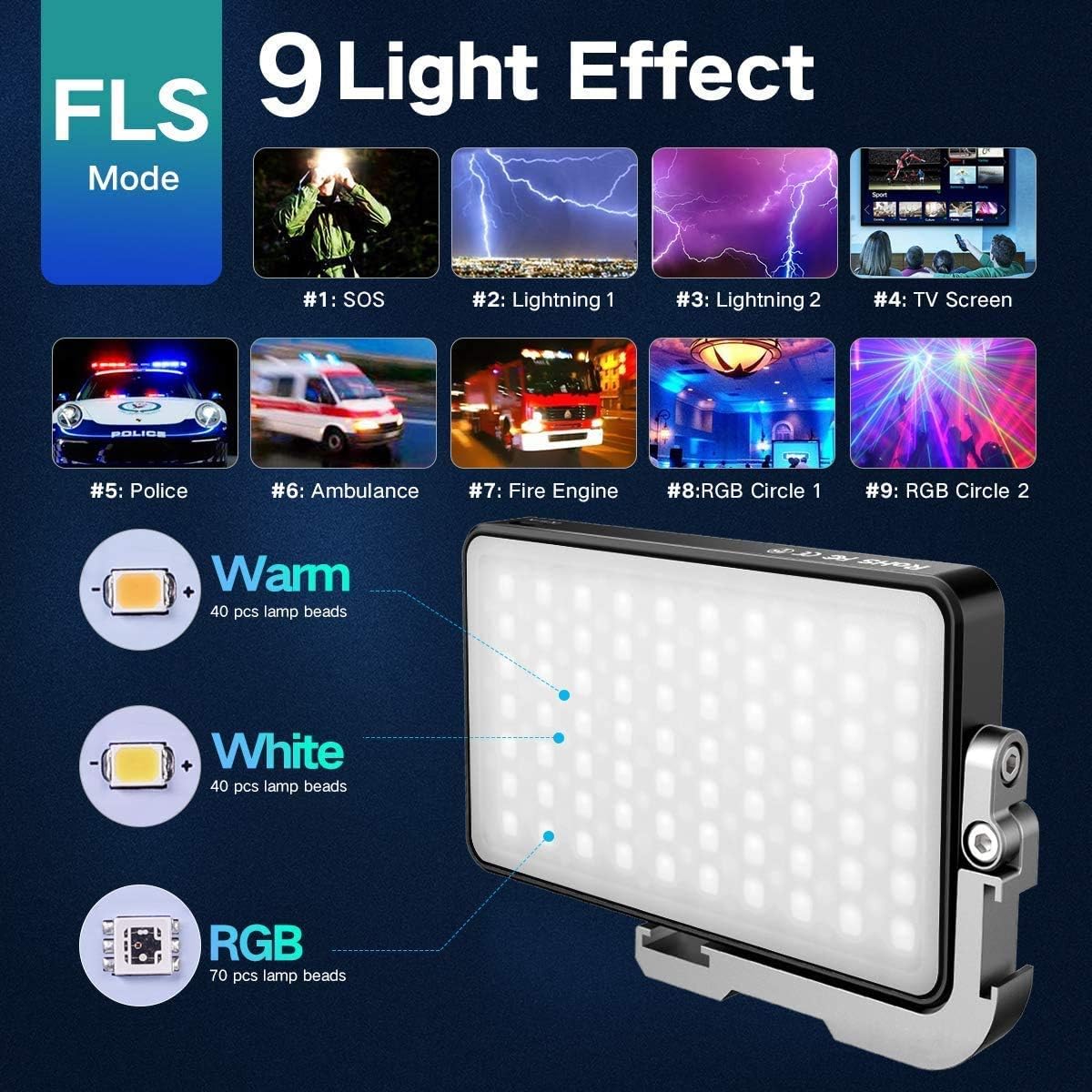 RGB Portable On Camera Light with 4300mAh Lithium Battery O10856