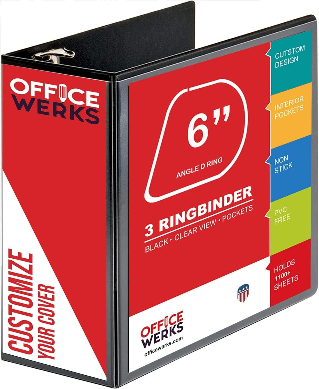 2 Pack 6 Inch Capacity D Ring Binders, 8.5 x 11, Black Q71801