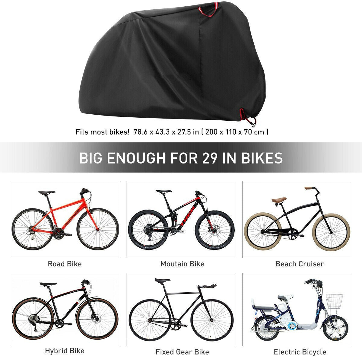 Waterproof Bike Rain Cover 210D Oxford Fabric Bicycle Protective Accessories H6709