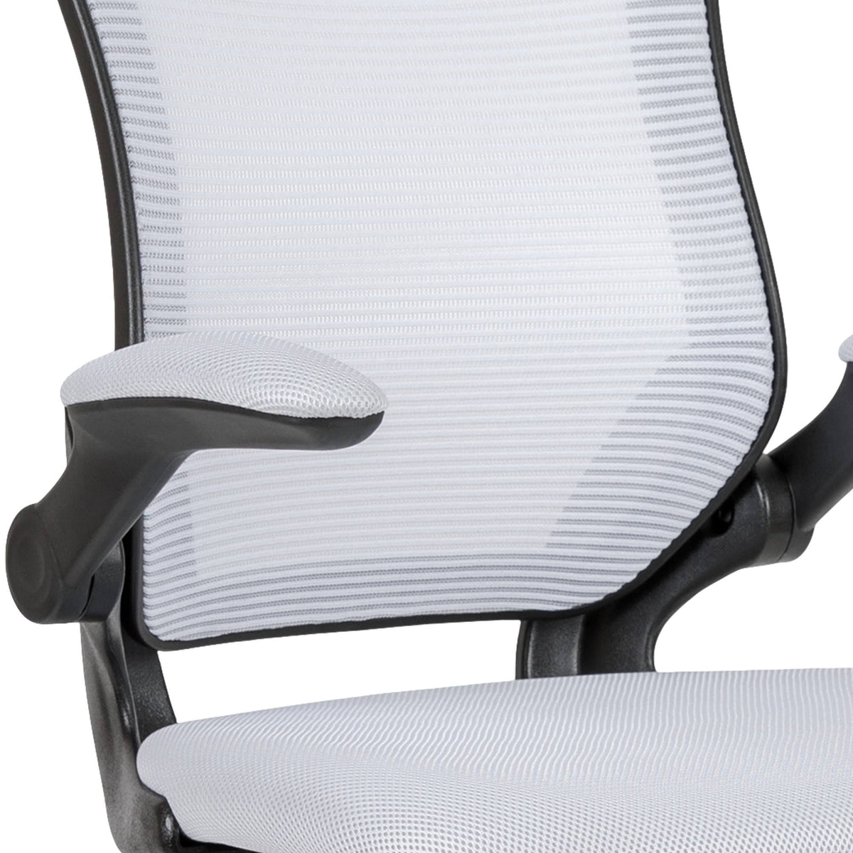 White Mesh Ergonomic Drafting Chair with Foot Ring and Flip-Up Arms P56858