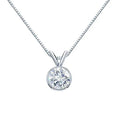 Platinum Bezel-set Solitaire Moissanite Pendant Necklace 16 to 18-inch S880