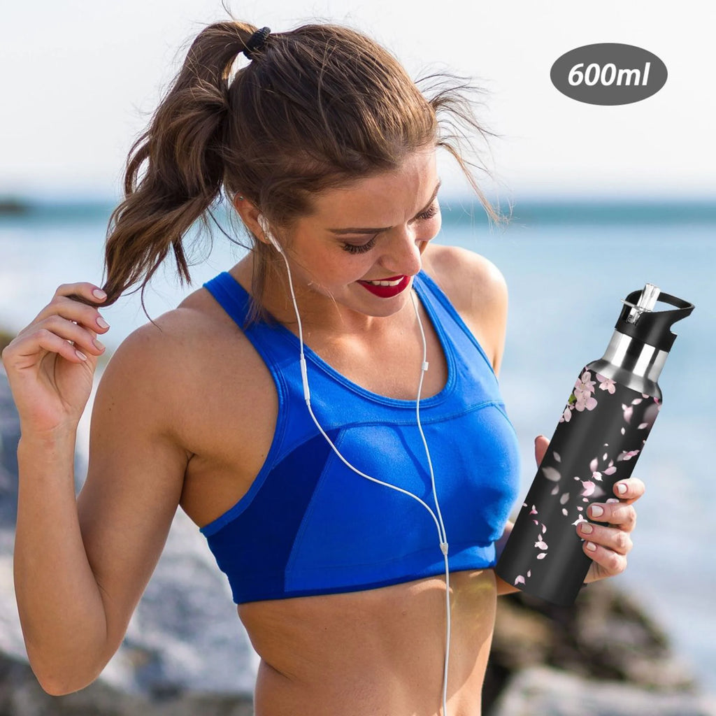 Cherry Blossom Stainless Steel Insulated Water Bottle with Straw Lid R498390