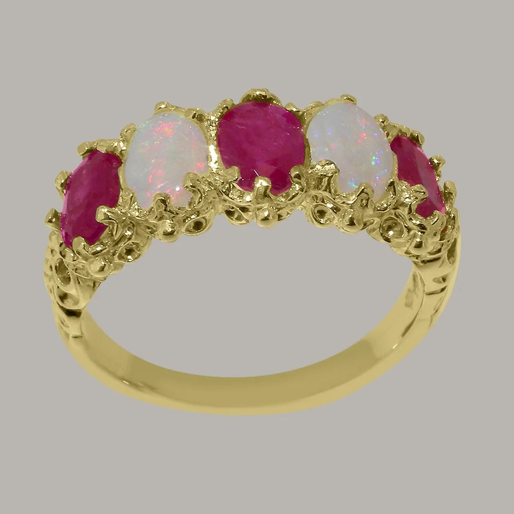 18k Yellow Gold Natural Ruby & Opal Eternity Ring K870