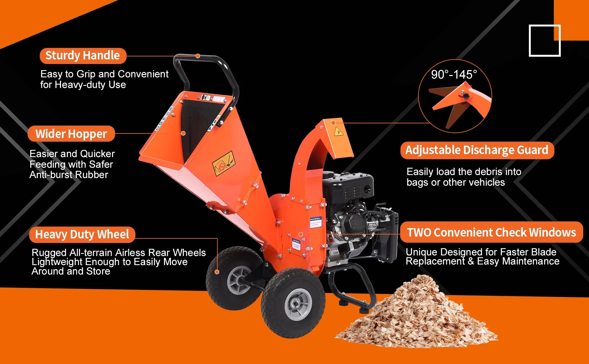 7 HP 212cc Gas Powered Wood Chipper Shredder V1313