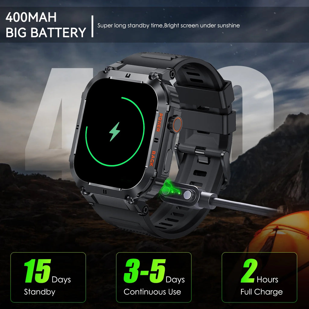 Rugged Tactical Smart Watch with 1.96'' HD Outdoor Fitness Tracker F533106