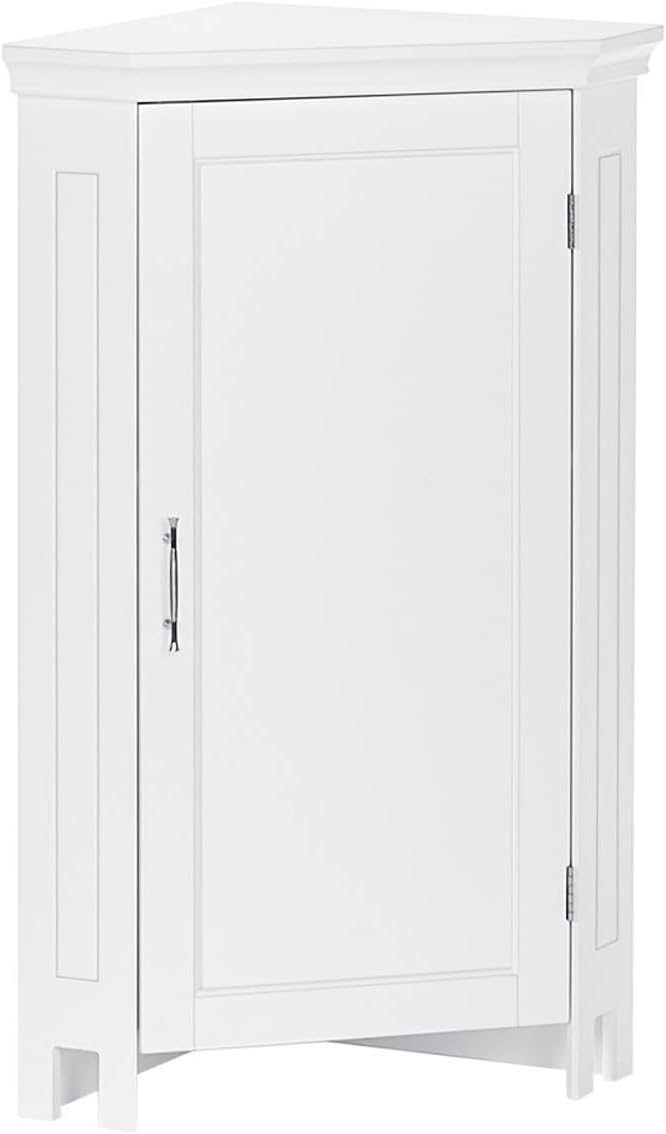 White Single Door Corner Floor Cabinet E18522