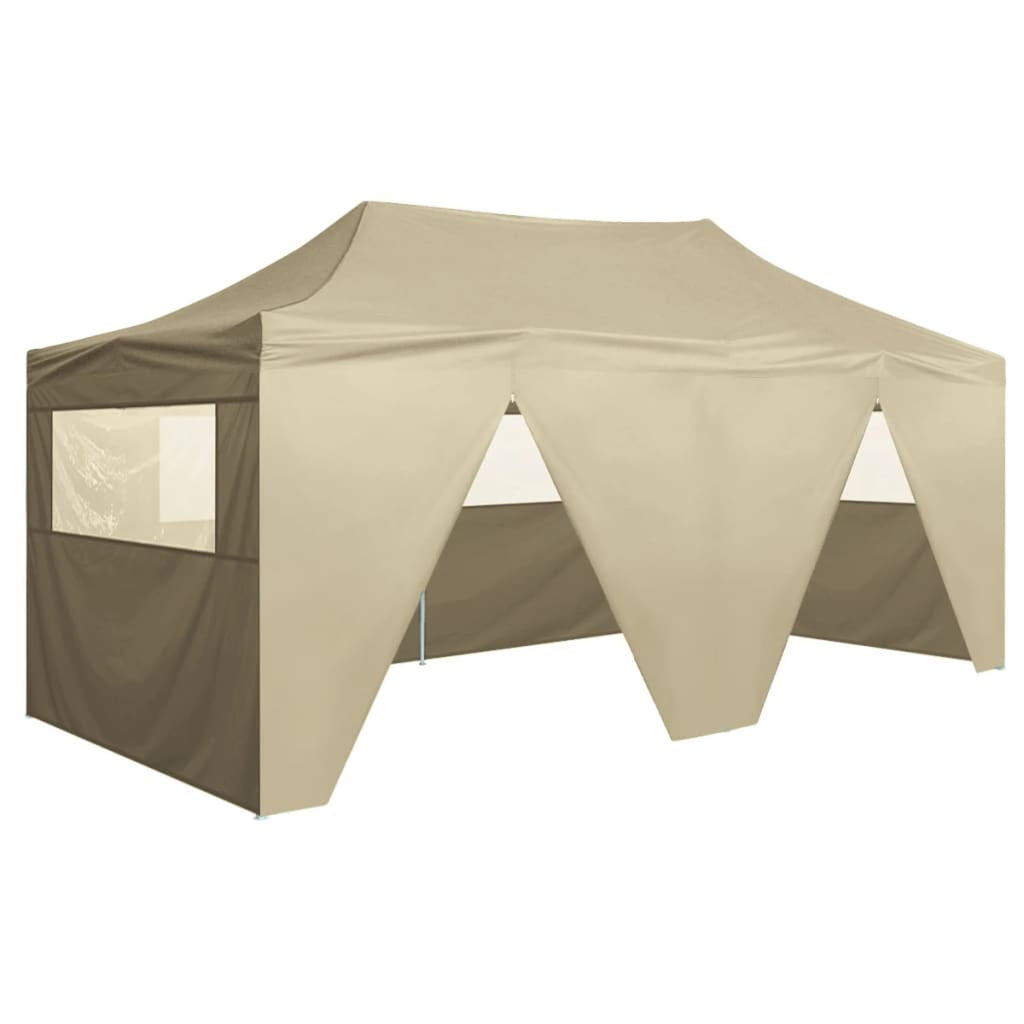 Folding Party Tent with 4 Sidewalls Steel Frame Canopy Shelter Cream 236.2 x 118.1 x 124 Inches O35992