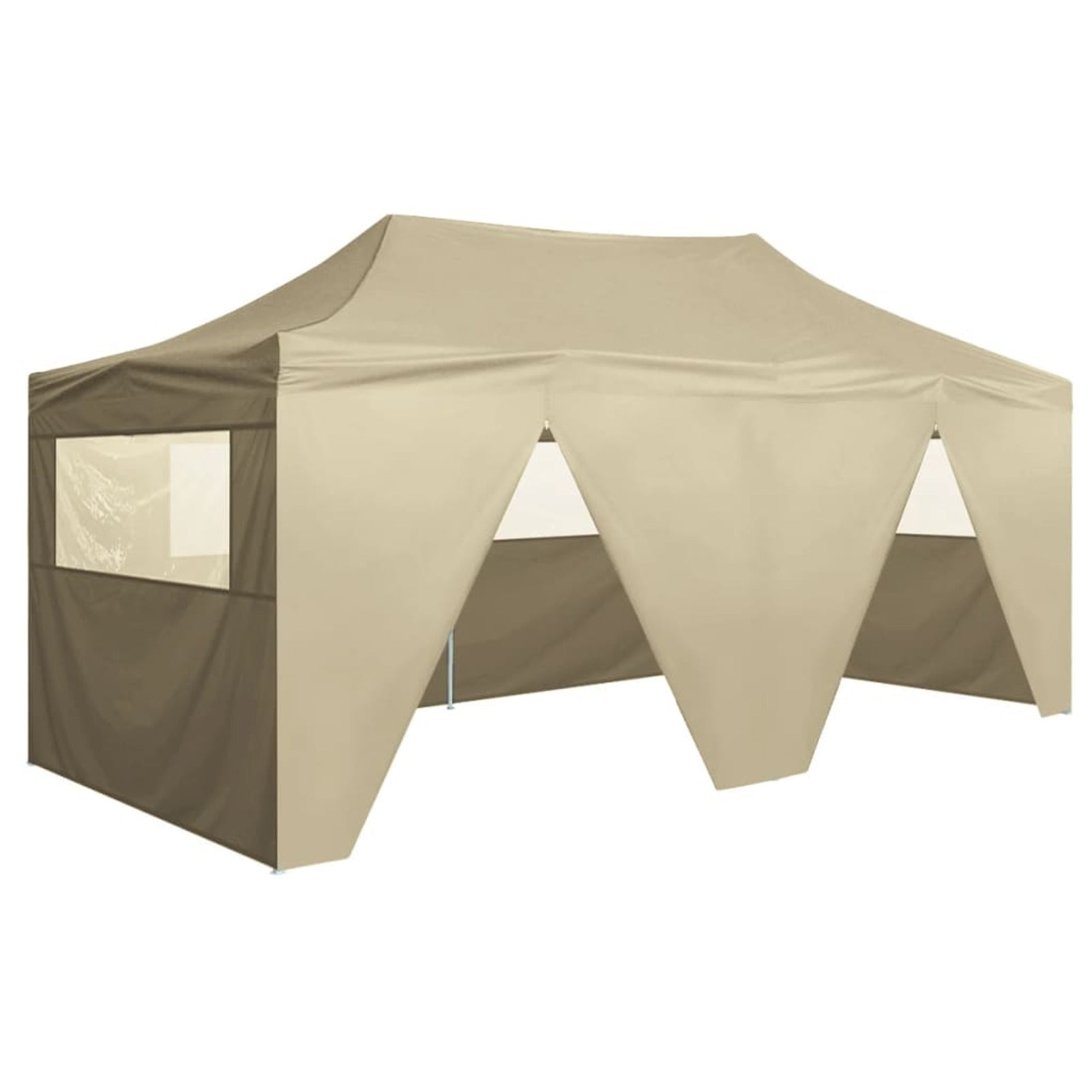 Folding Party Tent with 4 Sidewalls Steel Frame Canopy Shelter Cream 236.2 x 118.1 x 124 Inches O35992