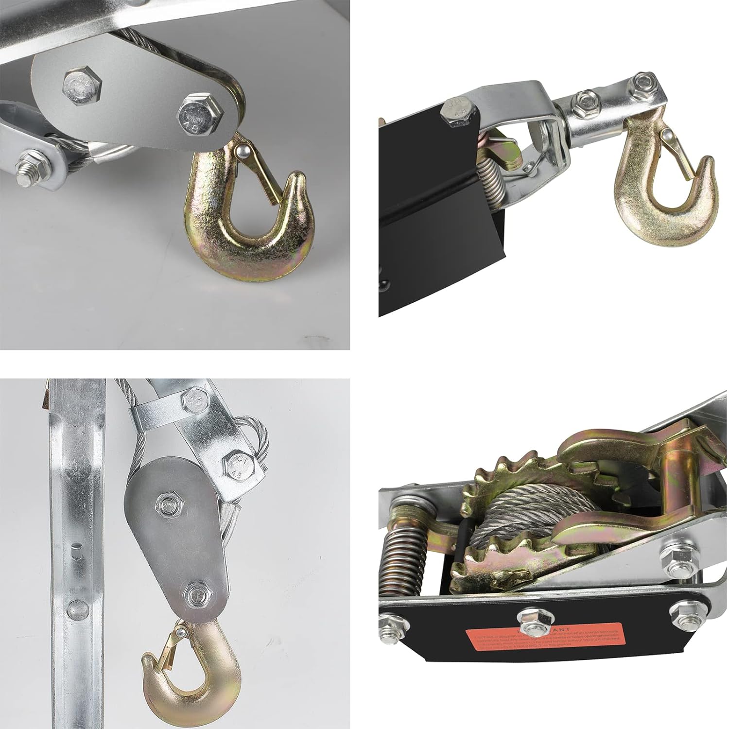 4 Ton 8000lb Dual Gear 2 Hooks Hand Power Winch Hoist Pack of 2 C9876