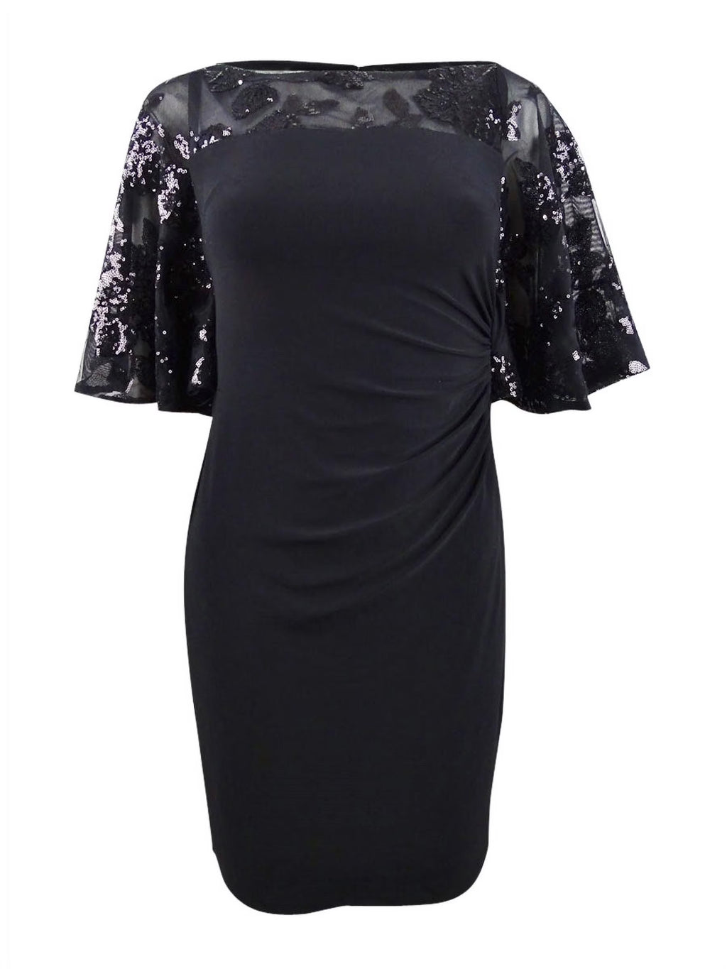Petite Sheer-Yoke Dress (2P, Black) M3540