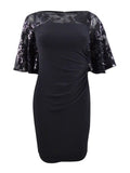Petite Sheer-Yoke Dress (2P, Black) M3540