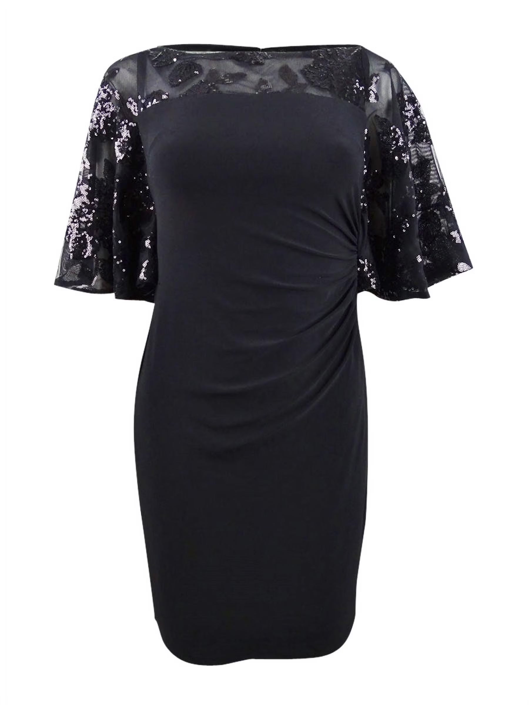 Petite Sheer-Yoke Dress (2P, Black) M3540