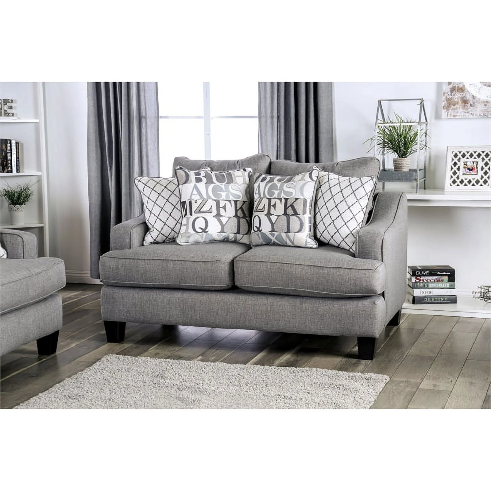 Bluish Gray Fabric 3-Piece Sofa Set P2986