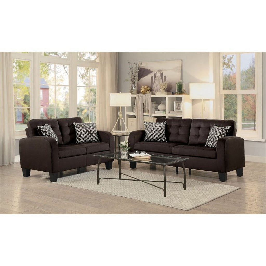 Chocolate Fabric Sofa with 2 Pillows A556031