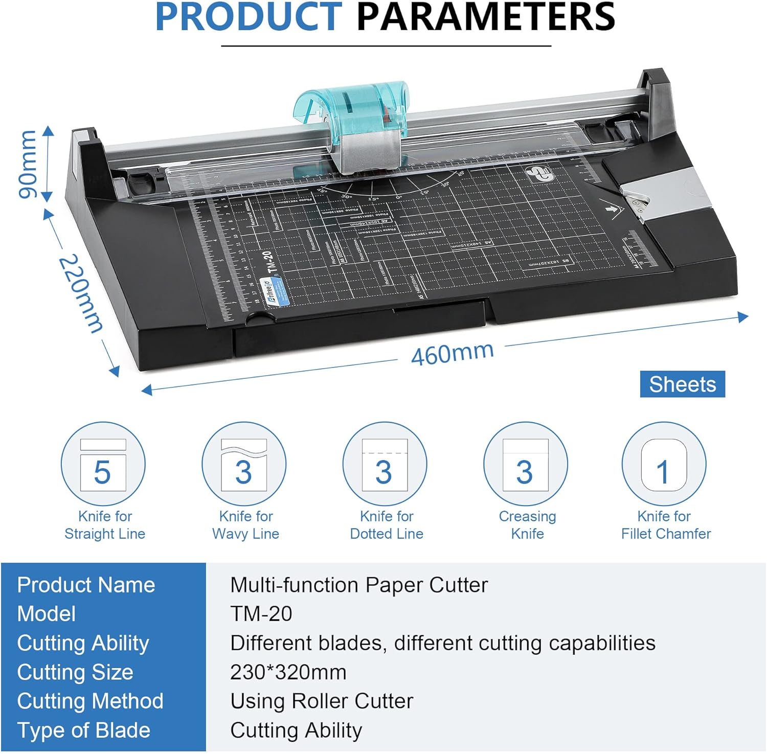 5-in-1 Paper Trimmer A4 Paper Cutter Portable Craft Cutter X730