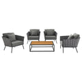 5 Piece Outdoor Patio Aluminum Sectional Sofa Set in Gray Z562059