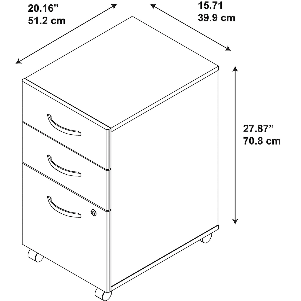 3 Drawer Mobile Pedestal in Hansen Cherry F644