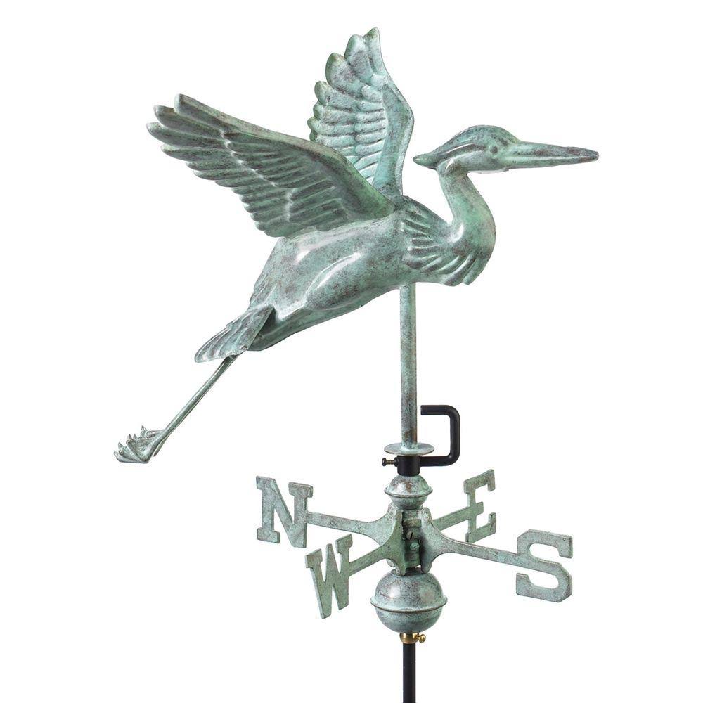 Blue Heron Garden Weathervane with Roof Mount, Blue Verde Copper F21886