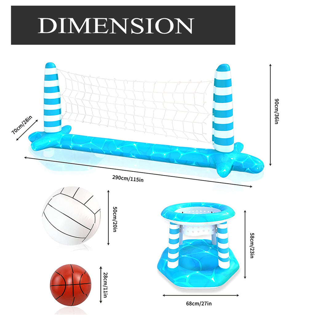 Inflatable Pool Volleyball Net Basketball Hoop Swimming Pool Toys Set R216204
