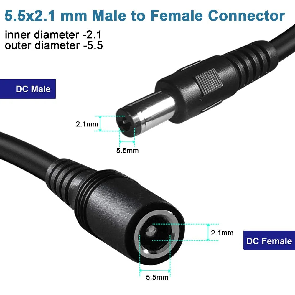 3ft DC Extension Cable 5.5mm x 2.1mm Male to Female Power Cord A695760