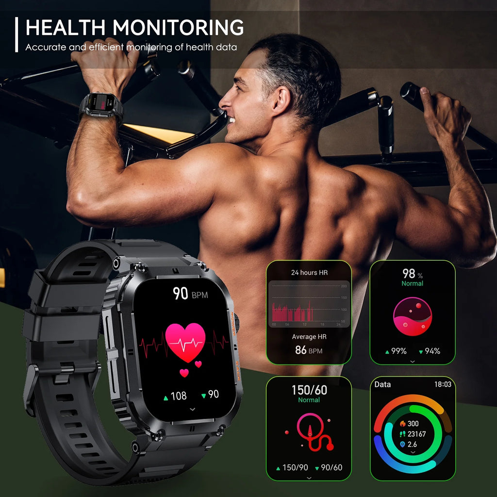 Rugged Tactical Smart Watch with 1.96'' HD Outdoor Fitness Tracker F533106