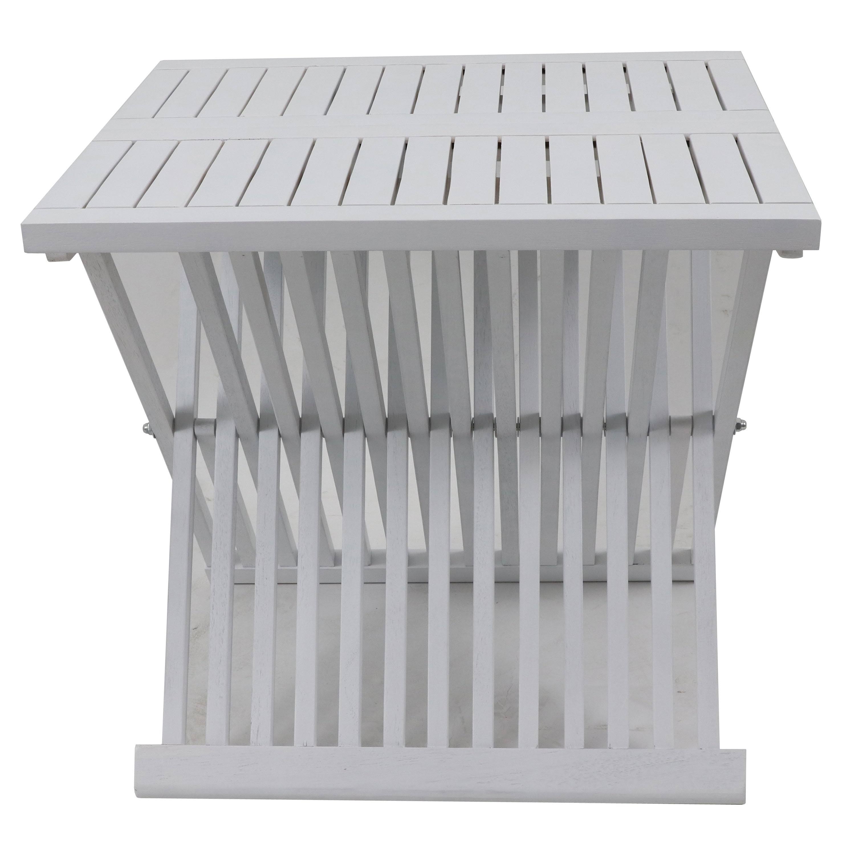 White Acacia Wood Folding Table L1296