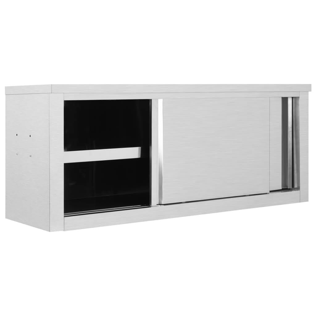 Stainless Steel Kitchen Wall Cabinet with Sliding Doors U439971