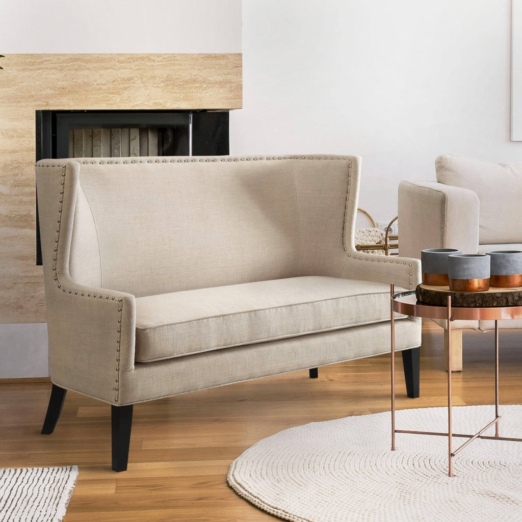 Fabric Wingback Loveseat with Nailhead Accents K272608